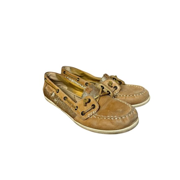 Sperry Top-Sider Coil Ivy Gold Sparkle Leather Boat Shoes Women’s 8M - Picture 2 of 10
